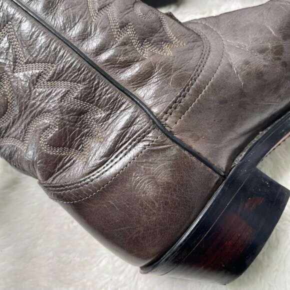 J Chisholm Men's Western Boots Leather US 9 D Gray Brown Cowboy Boots - Picture 12 of 14